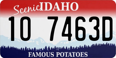 ID license plate 1O7463D