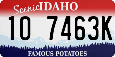 ID license plate 1O7463K