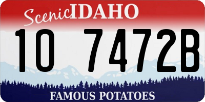 ID license plate 1O7472B