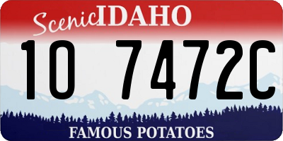 ID license plate 1O7472C