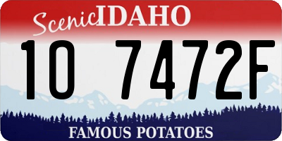 ID license plate 1O7472F