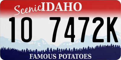 ID license plate 1O7472K