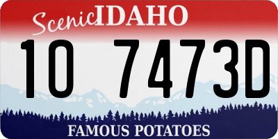 ID license plate 1O7473D