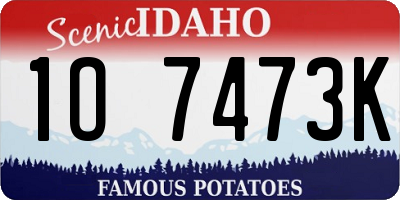 ID license plate 1O7473K