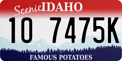 ID license plate 1O7475K