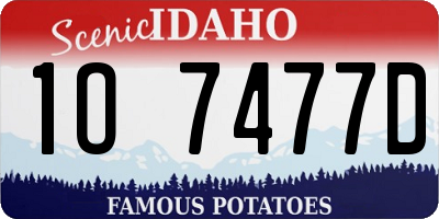 ID license plate 1O7477D
