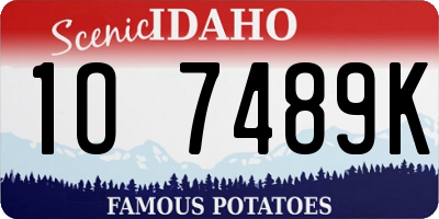 ID license plate 1O7489K
