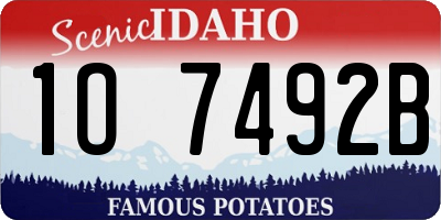 ID license plate 1O7492B