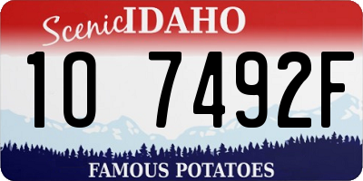 ID license plate 1O7492F