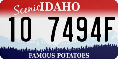 ID license plate 1O7494F
