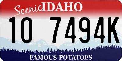 ID license plate 1O7494K