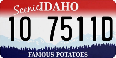 ID license plate 1O7511D