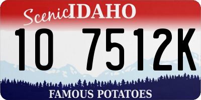 ID license plate 1O7512K