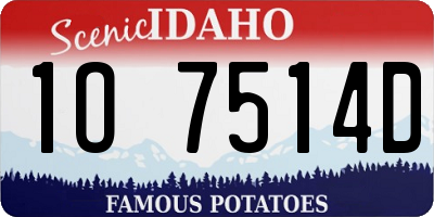ID license plate 1O7514D
