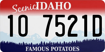 ID license plate 1O7521D