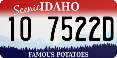 ID license plate 1O7522D