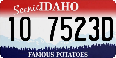 ID license plate 1O7523D