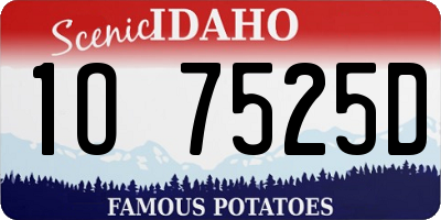 ID license plate 1O7525D