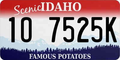 ID license plate 1O7525K