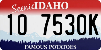 ID license plate 1O7530K