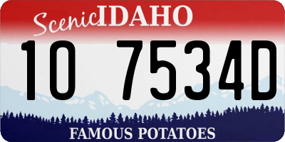ID license plate 1O7534D