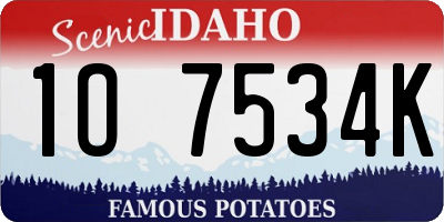 ID license plate 1O7534K