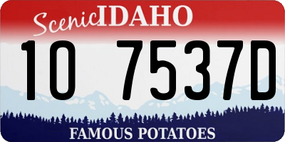 ID license plate 1O7537D