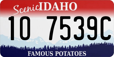 ID license plate 1O7539C