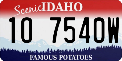 ID license plate 1O7540W