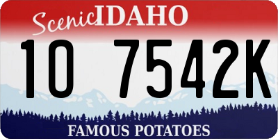 ID license plate 1O7542K