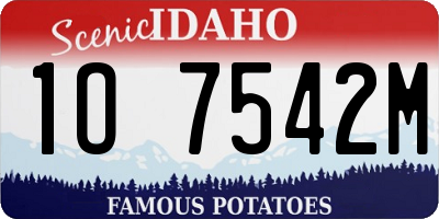 ID license plate 1O7542M