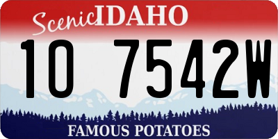 ID license plate 1O7542W