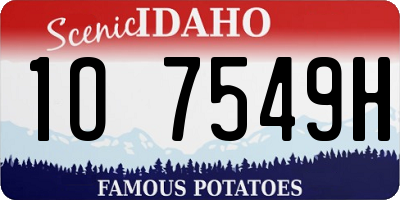 ID license plate 1O7549H