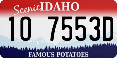 ID license plate 1O7553D