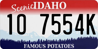 ID license plate 1O7554K