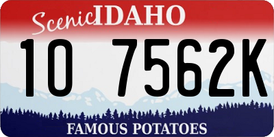 ID license plate 1O7562K