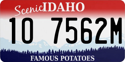 ID license plate 1O7562M