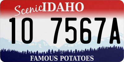 ID license plate 1O7567A