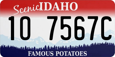 ID license plate 1O7567C