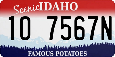 ID license plate 1O7567N