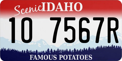 ID license plate 1O7567R