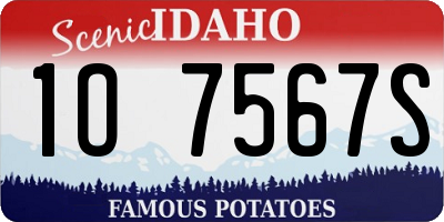 ID license plate 1O7567S