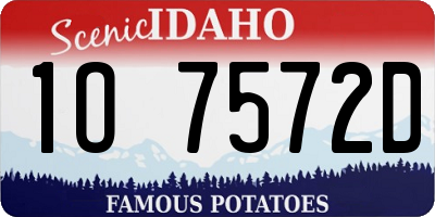 ID license plate 1O7572D