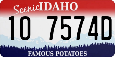 ID license plate 1O7574D