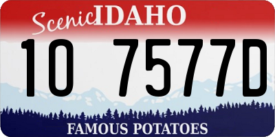 ID license plate 1O7577D