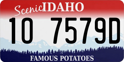 ID license plate 1O7579D