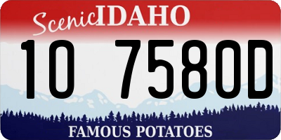 ID license plate 1O7580D