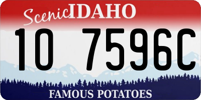 ID license plate 1O7596C