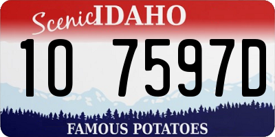 ID license plate 1O7597D