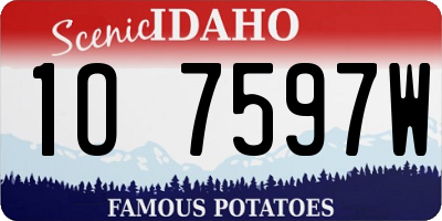 ID license plate 1O7597W